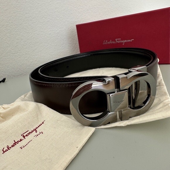Ferragamo Reversible Leather Belt - Picture 1 of 12